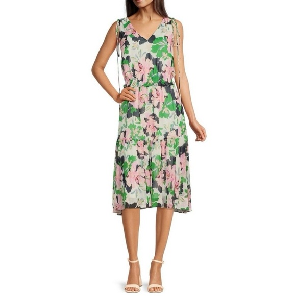 Tommy Hilfiger Dresses & Skirts - Tommy Hilfiger Isla Floral V-Neck Ruffle Midi Dress Size 10